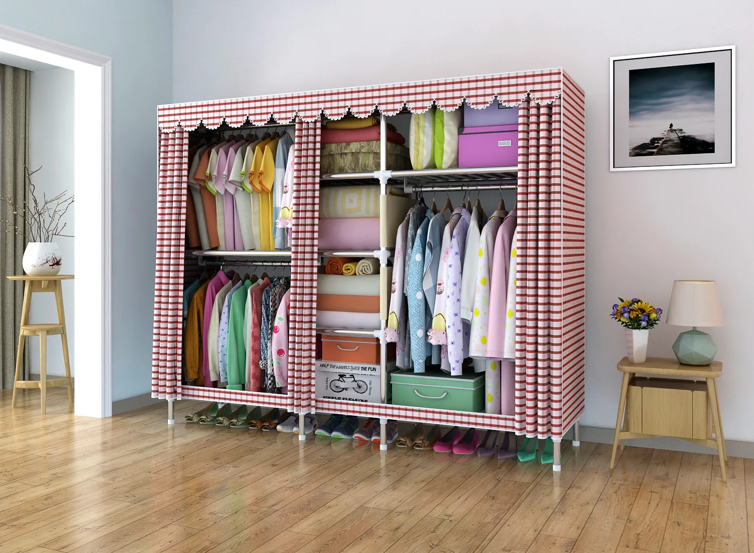 LK570 Modern Foldable Wardrobe Large Space Oxford Cloth Closet Storage Rack Strengthening Combination Wardrobe with Zipper
LK570 Modern Foldable Wardrobe Large Space Oxford Cloth Closet Storage Rack Strengthening Combination Wardrobe with Zipper
