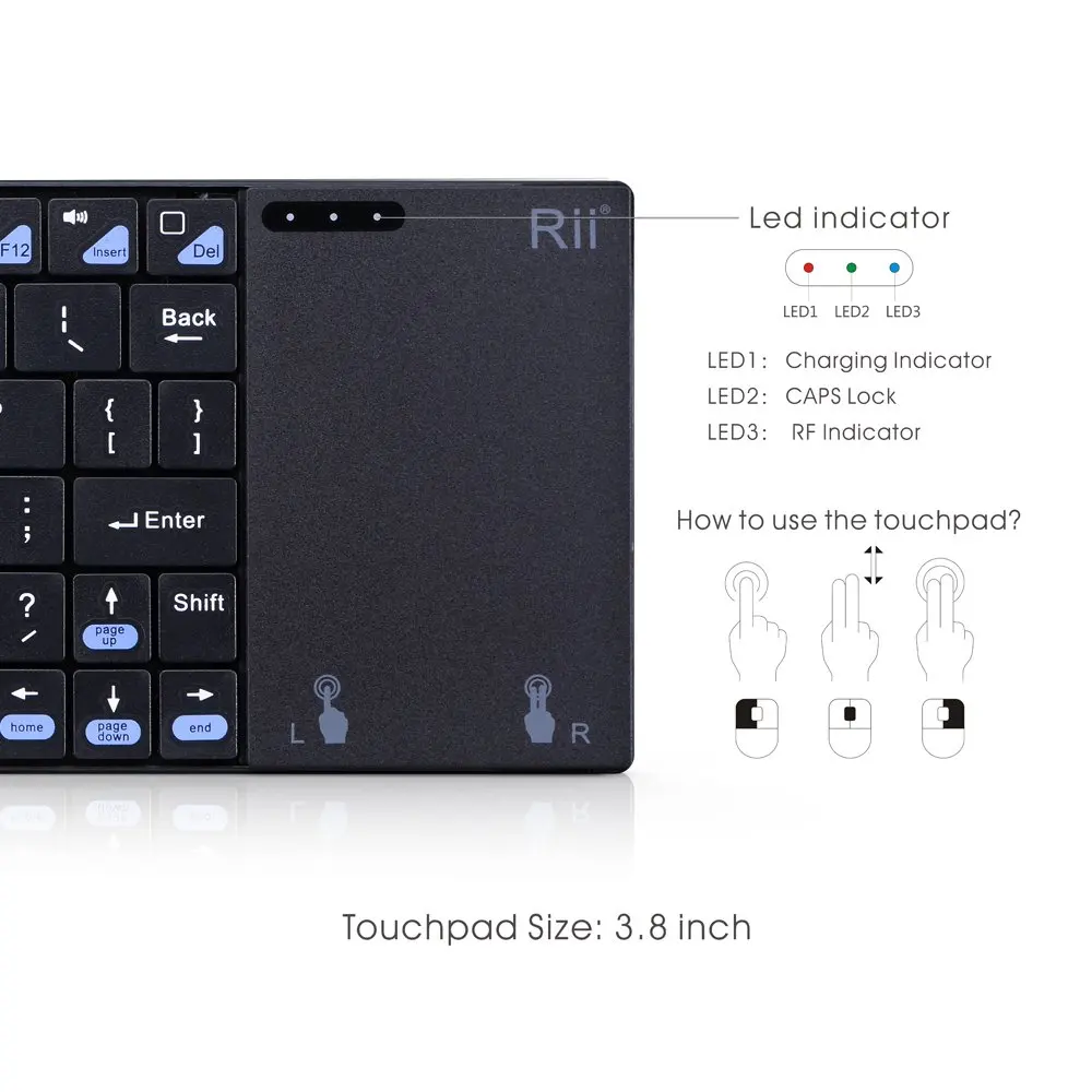 Французский (AZERTY) Rii i12 + беспроводная мини клавиатура с тачпадом мышь для ПК