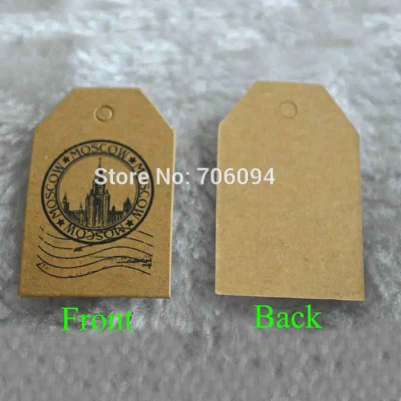 

1000PCS,2.5*3.8cm Prined Kraft Hang Tag Gift tag,Garment packing hang tag custom logo size shape tag need extra cost