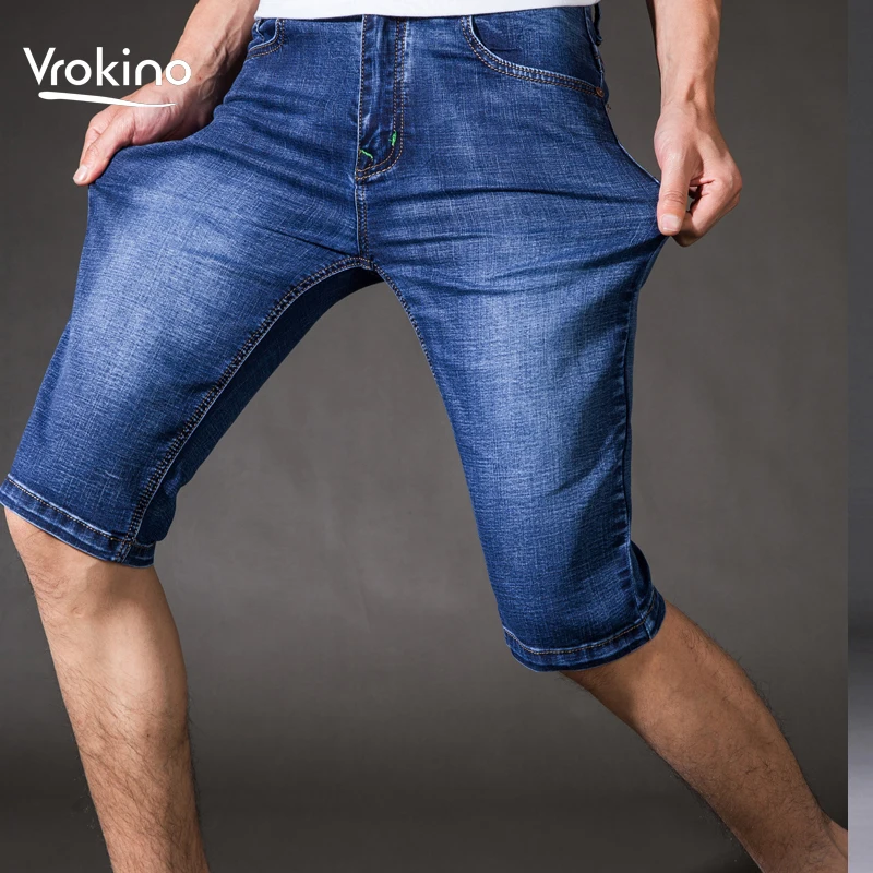 Фото Прямые Пятиточечные джинсы летние модные однотонные дышащие тонкие шорты