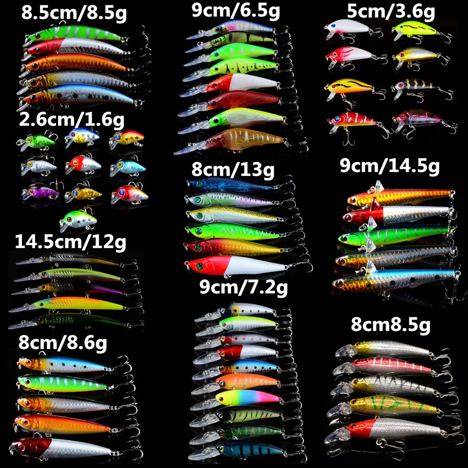 67pcs/lot Fishing Lures Set Mixed 10 Varisized Models Fishing Bait Artificial Quality Poressional Bass Wobblers Fishing Tackle
67pcs/lot Fishing Lures Set Mixed 10 Varisized Models Fishing Bait Artificial Quality Poressional Bass Wobblers Fishing Tackle