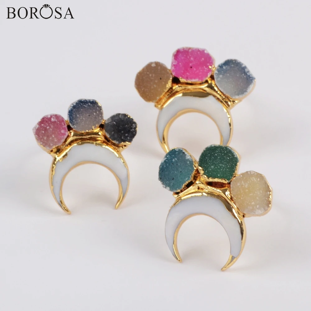 BOROSA, 5 шт., Новое поступление, золотой Гальванизированный рожок, белый корпус и три радужных кулон, кольцо, ювелирные изделия для оптовой продажи, G1838
BOROSA, 5 шт., Новое поступление, золотой Гальванизированный рожок, белый корпус и три радужных кулон, кольцо, ювелирные изделия для оптовой продажи, G1838