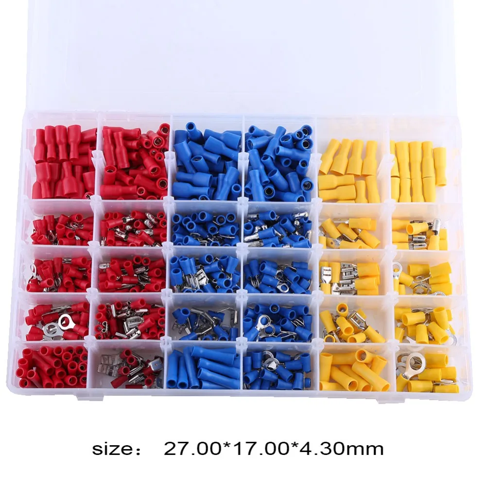 720Pcs Insulated Assorted Electrical Wire Terminal Crimp Connector Spade Set Kit
720Pcs Insulated Assorted Electrical Wire Terminal Crimp Connector Spade Set Kit
