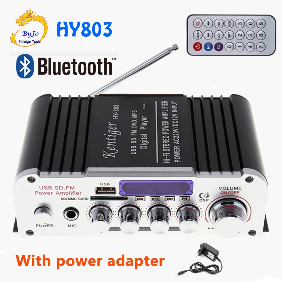 Мини-усилитель HY803, автомобильный усилитель Bluetooth 40 Вт + 40 Вт, FM-микрофон, MP3, USB, поддержка 110-220 В переменного тока или 12 В постоянного тока, два ...
Мини-усилитель HY803, автомобильный усилитель Bluetooth 40 Вт + 40 Вт, FM-микрофон, MP3, USB, поддержка 110-220 В переменного тока или 12 В постоянного тока, два ...
