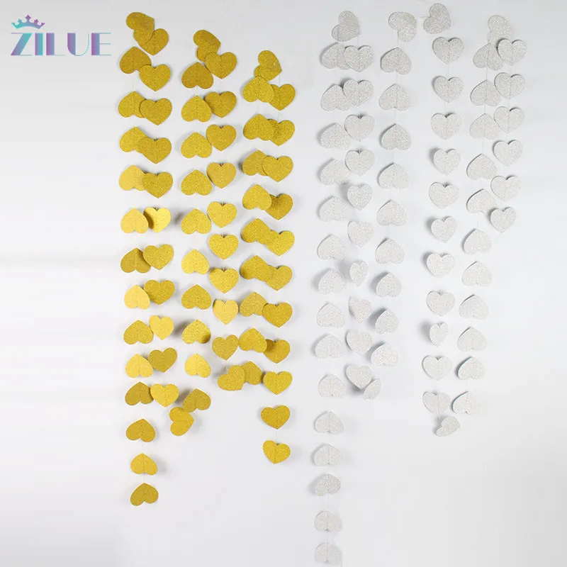 Zilue 2pcs/Lot 4m Heart Shaped Paper String Kindergarten Paper Garland Ornaments With Flash Powder Party Wedding Decoration
Zilue 2pcs/Lot 4m Heart Shaped Paper String Kindergarten Paper Garland Ornaments With Flash Powder Party Wedding Decoration