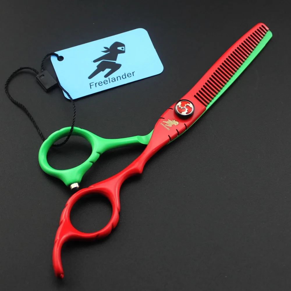 6.0 inch red green paint jewel three teeth sword back hairdressing scissors to create a fashion styling tool
6.0 inch red green paint jewel three teeth sword back hairdressing scissors to create a fashion styling tool