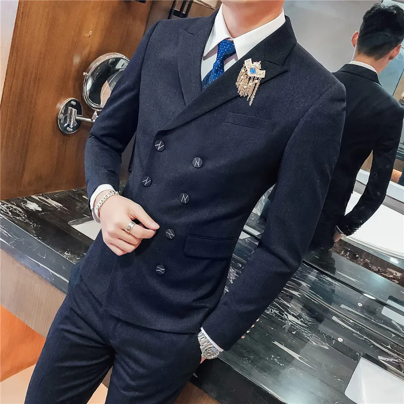 Men's Double Breasted Two-button Suit Men's Slim Fit Suit Blazer Business Jacket Tux Vest & Trousers 3-Piece Suit Set
Men's Double Breasted Two-button Suit Men's Slim Fit Suit Blazer Business Jacket Tux Vest & Trousers 3-Piece Suit Set