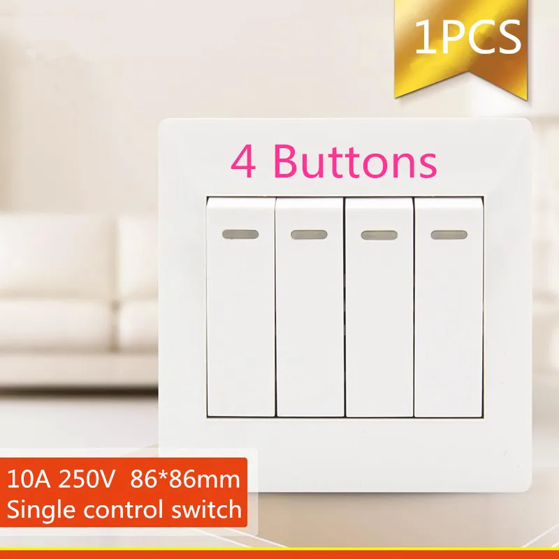 1PCS YT1812 White Panel 86*86MM Flush Receptacle 4 Buttons Single Control Switch Wall Socket Free Shipping
1PCS YT1812 White Panel 86*86MM Flush Receptacle 4 Buttons Single Control Switch Wall Socket Free Shipping