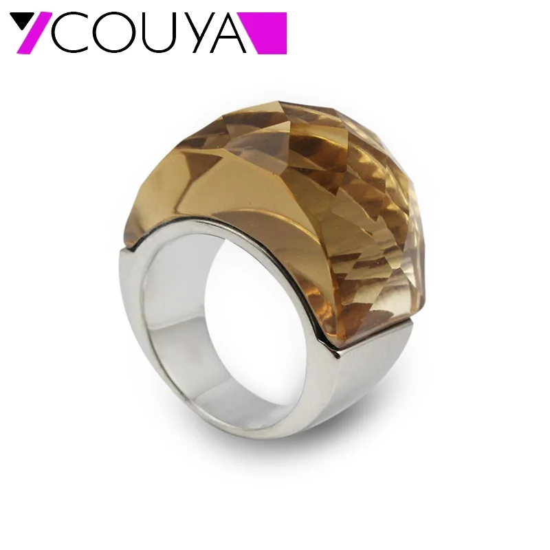 COUYA Fashion Big Rings for Women 5 Colors Red Green Orange Black Crystal Finger Ring Glass Stone Wedding Jewelry|finger ring|wedding ringsfashion