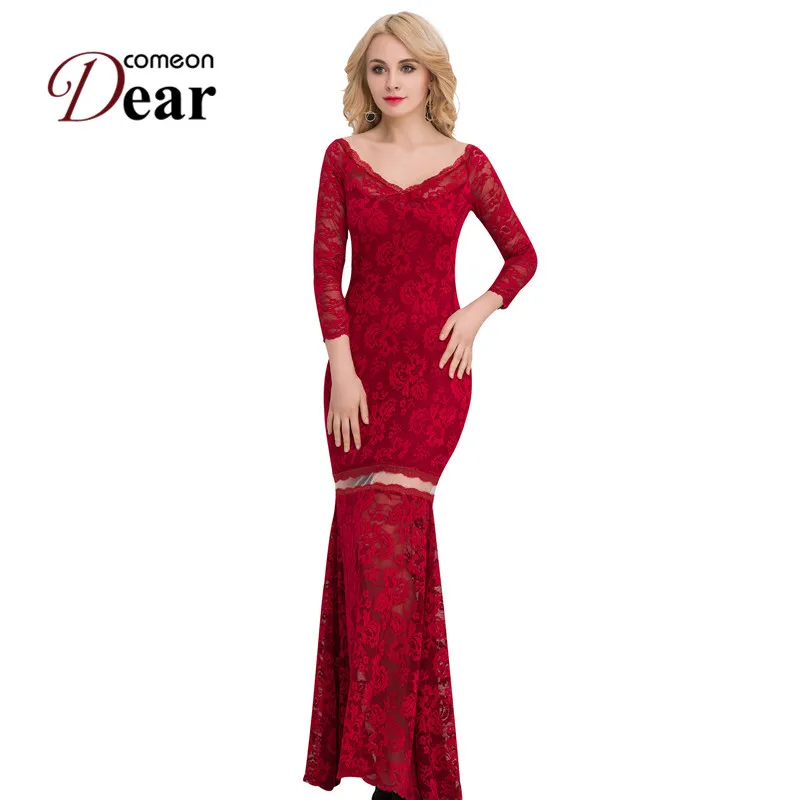 VA1039 Comeondear Lady Fashion Dress Black Red Sexy Transparent Lace Long Dress V-neck Long Sleeve Evening Gown Maxi Dress
VA1039 Comeondear Lady Fashion Dress Black Red Sexy Transparent Lace Long Dress V-neck Long Sleeve Evening Gown Maxi Dress