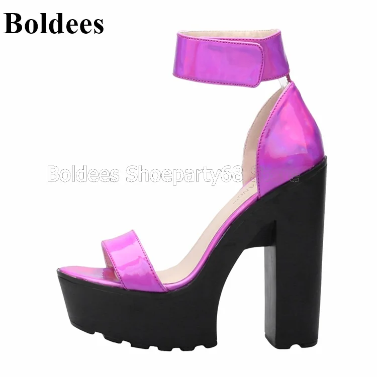 Fashion Bright Patent Leather One Belt Strap High Heel Sandals Women Summer Thick Platform Ankle Wrap Party Dress Shoes
Fashion Bright Patent Leather One Belt Strap High Heel Sandals Women Summer Thick Platform Ankle Wrap Party Dress Shoes