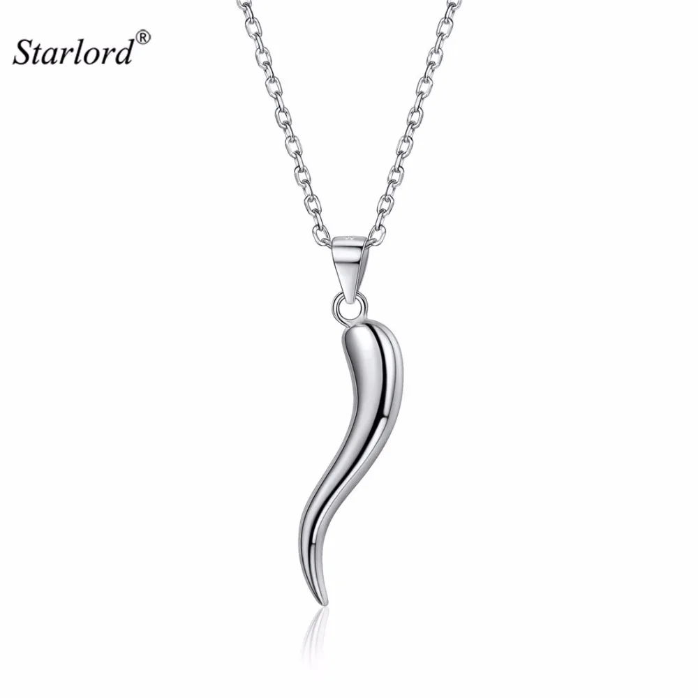 Ожерелье из стерлингового серебра 925 пробы с рожком 18 дюймов Cable Chain Cornicello/cornette Amulet
