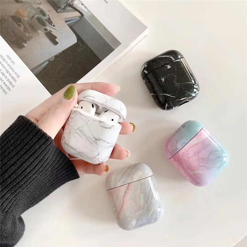 Защитный чехол для наушников Airpods с мраморным узором путешествий классический