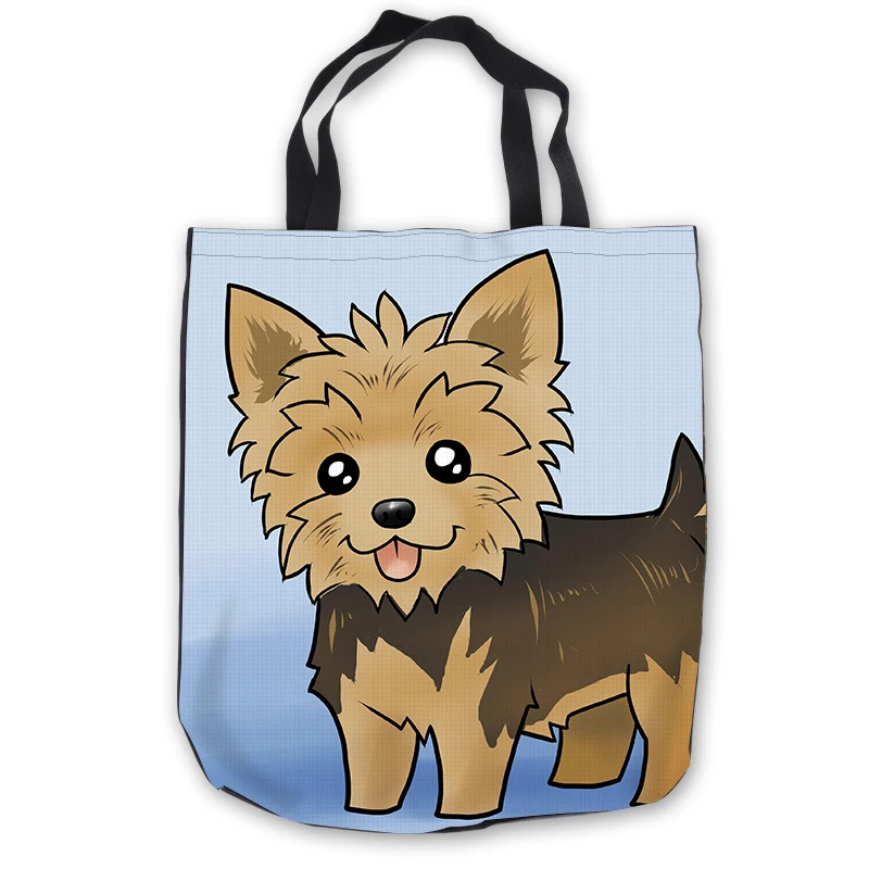 Пользовательские Холст мультфильм собака ToteBags Ручные Сумки хозяйственная сумка