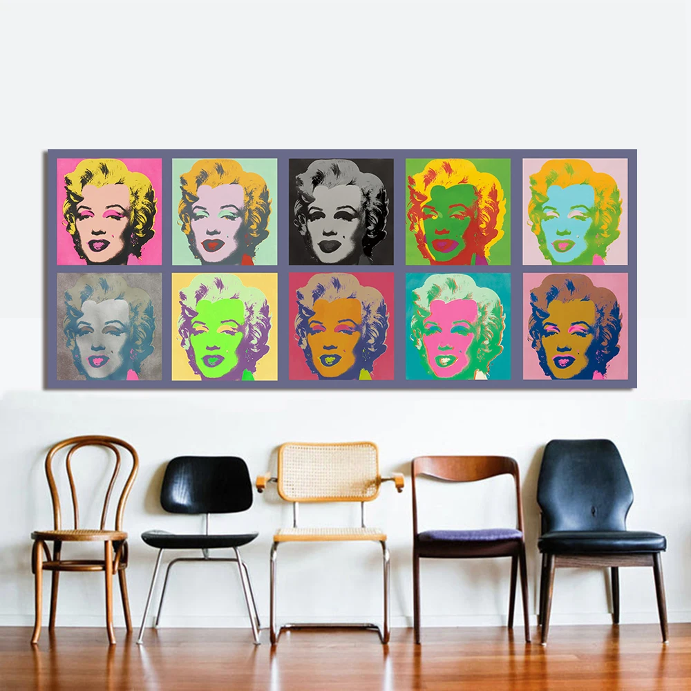 HDARTISAN Современная картина маслом Warhol поп Холст Искусство десять Мэрилин Монро