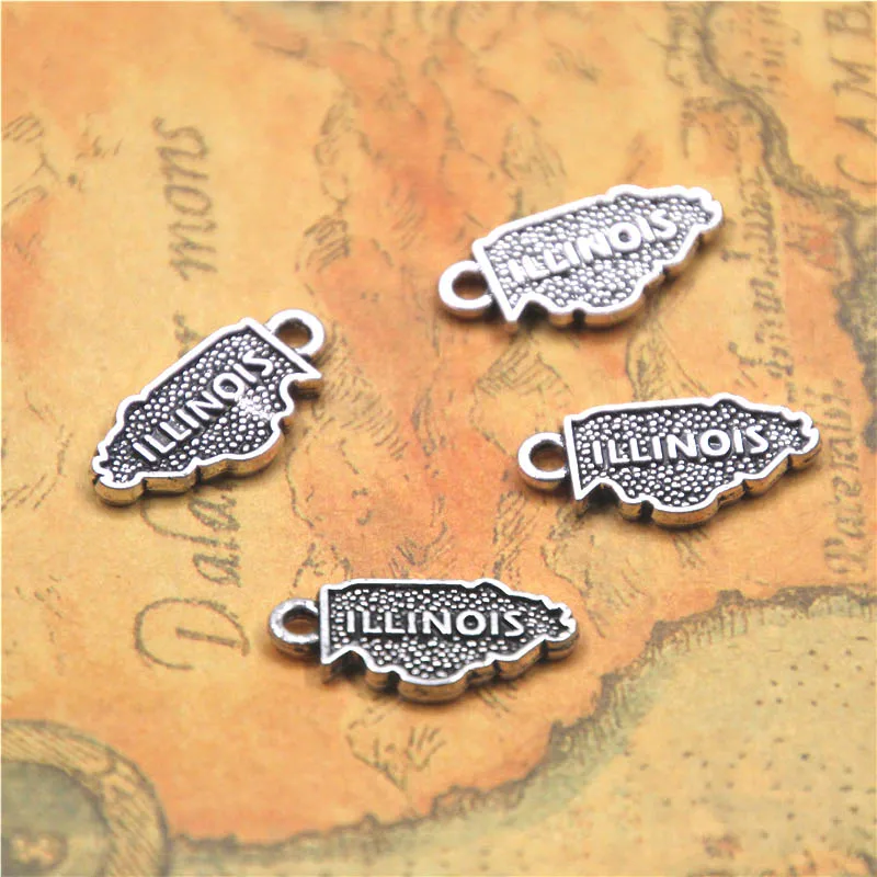 10pcs/lot US states charm Antique Tibetan silver Illinois state Charms Pendant Charms Connector 19x9mm
10pcs/lot US states charm Antique Tibetan silver Illinois state Charms Pendant Charms Connector 19x9mm