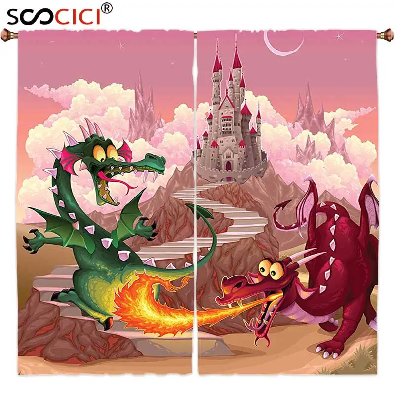 Шторы на окна, 2 панели, фэнтезийные забавные драконы в пламени перед замком, подвижные комиксные легендарные иллюстрации существ
Шторы на окна, 2 панели, фэнтезийные забавные драконы в пламени перед замком, подвижные комиксные легендарные иллюстрации существ