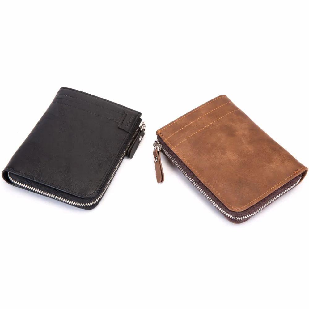 RFID Мужские Винтажные кошельки и кошелек Повседневная сумка на молнии для монет