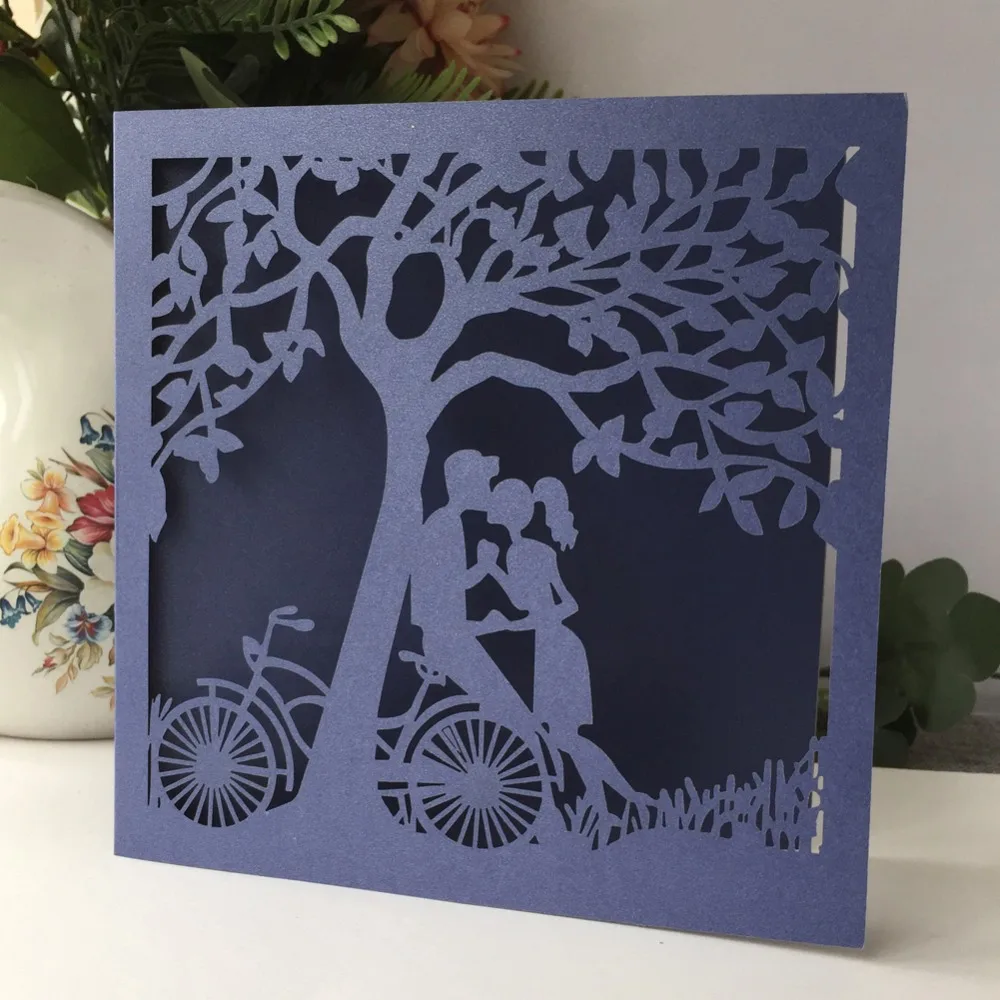 50Pcs Latest Laser Cut Hollow Pretty Design Romantic Bicycle Under Tree Birthday Wedding Invitation Card Greeting Blesing card
50Pcs Latest Laser Cut Hollow Pretty Design Romantic Bicycle Under Tree Birthday Wedding Invitation Card Greeting Blesing card