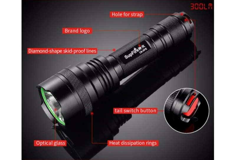 C8-XPE Aluminum flashlight 18650 Rechargeable Battery Waterproof Outdoor Pocketman Camping Powerful Led Flashlight | Лампы и освещение