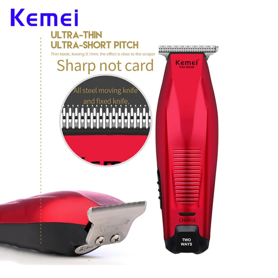 Фото Kemei 5026 перезаряжаемый триммеры для волос профессиональная машинка стрижки 0 мм с