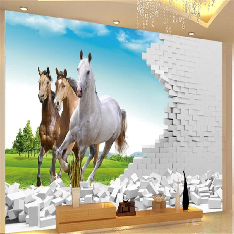 beibehang Custom 3D wallpaper 3D horse stereo TV background living room bedroom wall home decoration
beibehang Custom 3D wallpaper 3D horse stereo TV background living room bedroom wall home decoration