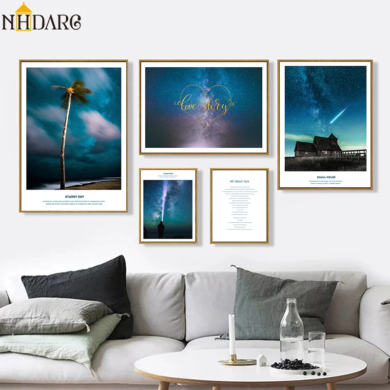 Фото Северный фонарик звездное небо Аврора ночные плакаты и принты - купить