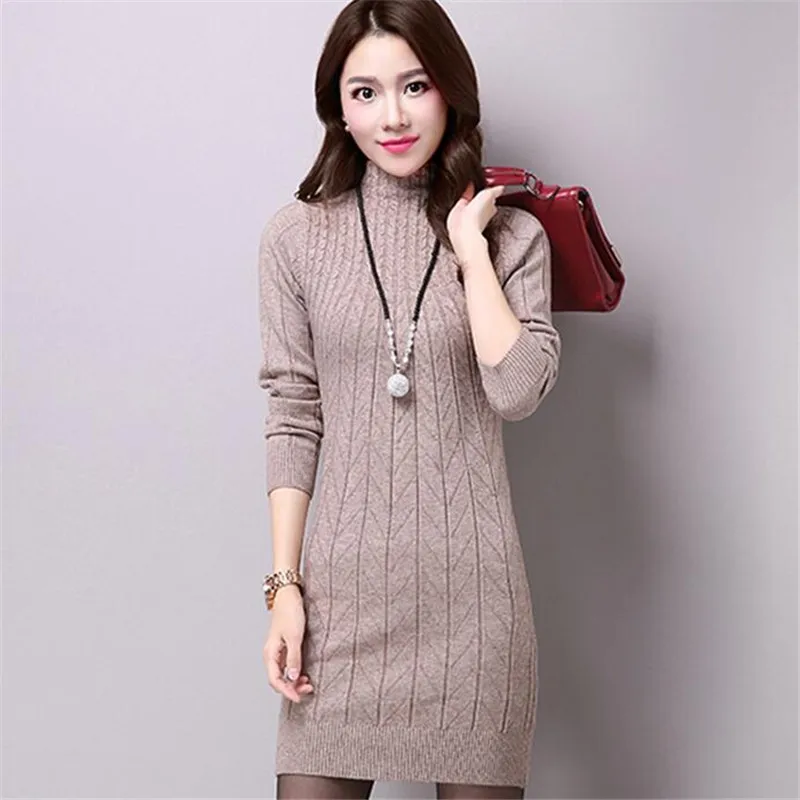Sanishroly 2018 Autumn Winter Women Turtleneck Sweater Dress Long Sleeve Knitted Dresses Ladies Sheath Mini Dress Vestidos SE108
Sanishroly 2018 Autumn Winter Women Turtleneck Sweater Dress Long Sleeve Knitted Dresses Ladies Sheath Mini Dress Vestidos SE108