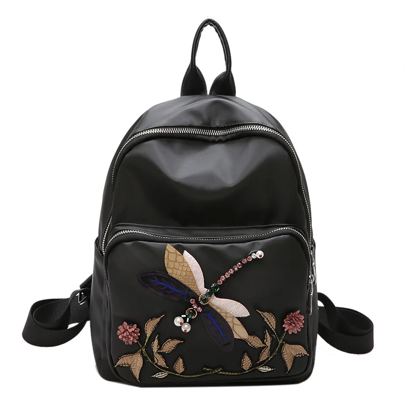 SJ Women Backpack Schoolbag Braccialini Brand Style Handicraft Design Art Cartoon Decoration Dragonfly Folk Travel Bag | Багаж и сумки