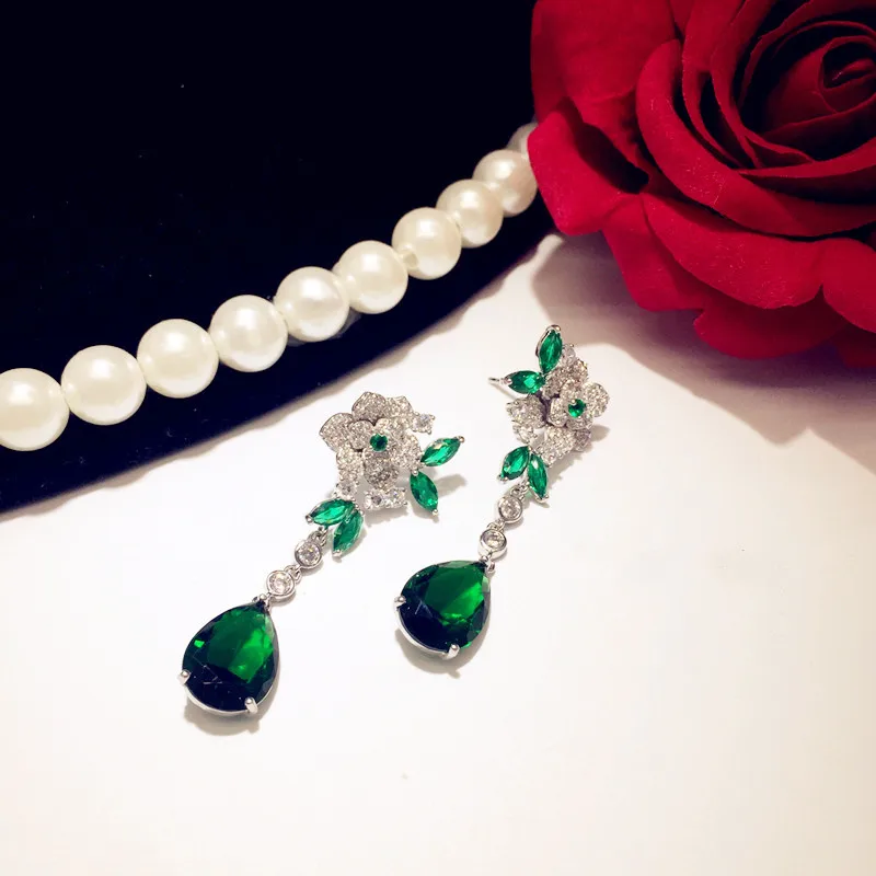 Vintage Drop Earrings For Women S925 Silver Needles Rose Camellia Water Drop Green Cubic Zirconia Fine Jewelry Emerald Brincos
Vintage Drop Earrings For Women S925 Silver Needles Rose Camellia Water Drop Green Cubic Zirconia Fine Jewelry Emerald Brincos