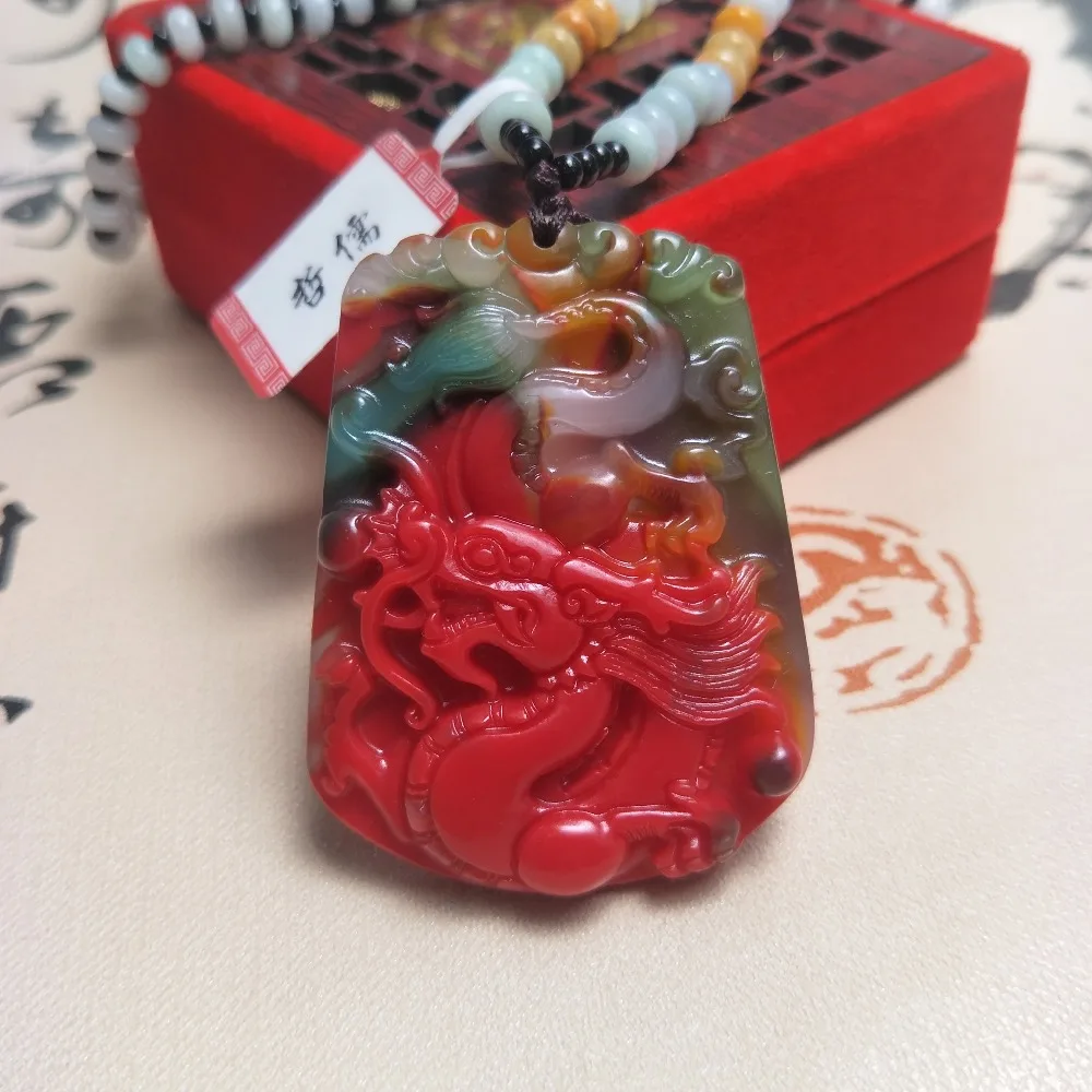 Zheru Jewelry Pure Natural Colorful Jade Two-Color Dragon Pendant Three-color Jadeite Necklace Necklace National Certificate
Zheru Jewelry Pure Natural Colorful Jade Two-Color Dragon Pendant Three-color Jadeite Necklace Necklace National Certificate