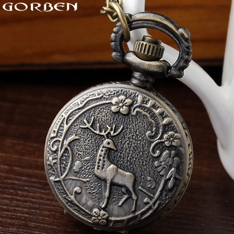 High Quality Retro Lovely Deer Forest Flowers Trees Small Quartz Pocket Watch Chain Necklace Women Ladies Watches Pocket Watch
High Quality Retro Lovely Deer Forest Flowers Trees Small Quartz Pocket Watch Chain Necklace Women Ladies Watches Pocket Watch