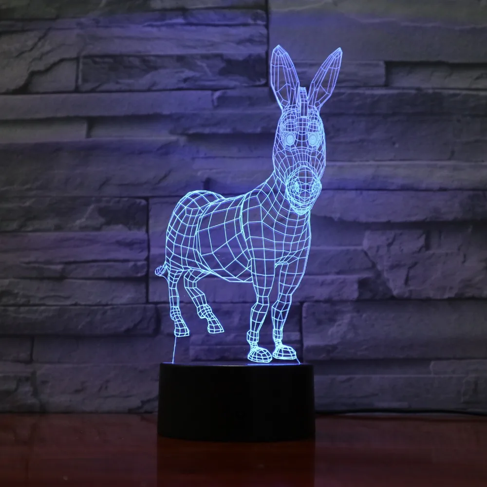 Donkey 7 Colors Changing 3D Visual Animal Modelling Desk Lamp Led Atmosphere Home Decor Lighting Fixture Kids Touch Night Lights
Donkey 7 Colors Changing 3D Visual Animal Modelling Desk Lamp Led Atmosphere Home Decor Lighting Fixture Kids Touch Night Lights