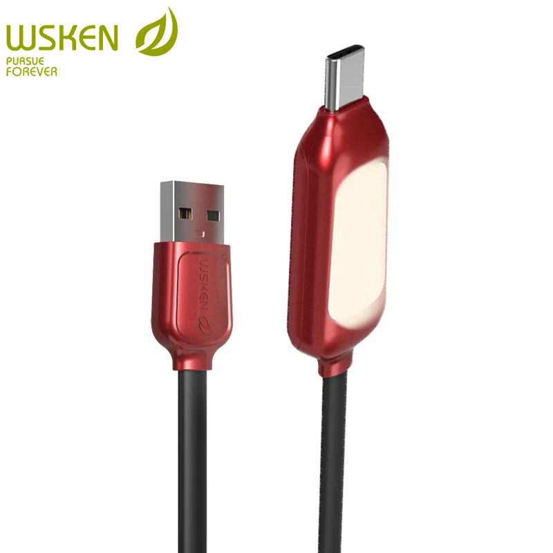WSKEN USB type c кабель для samsung s8 note 8 устройства магнитный свет быстрая зарядка