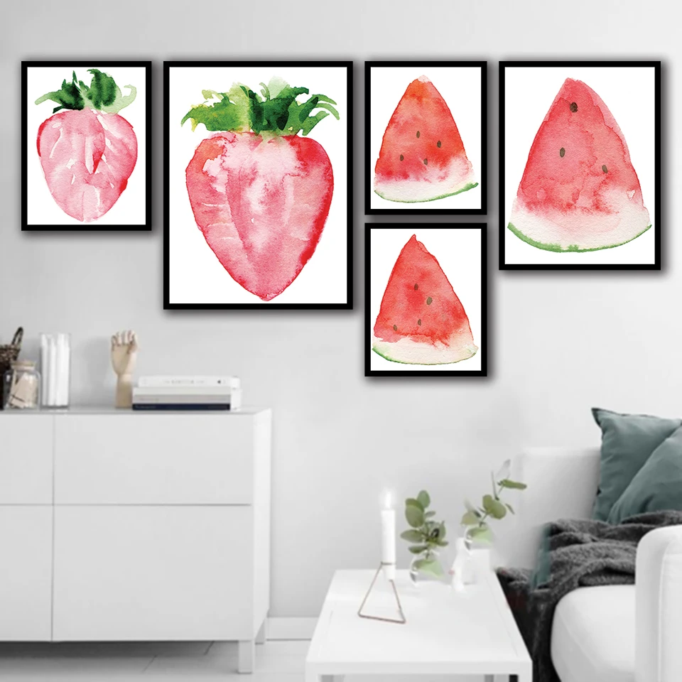 Nordic Minimalist Posters and Prints Watercolor Fruit Watermelon Strawberry Canvas Paintings Bedroom Decoration Wall Art Picture
Nordic Minimalist Posters and Prints Watercolor Fruit Watermelon Strawberry Canvas Paintings Bedroom Decoration Wall Art Picture