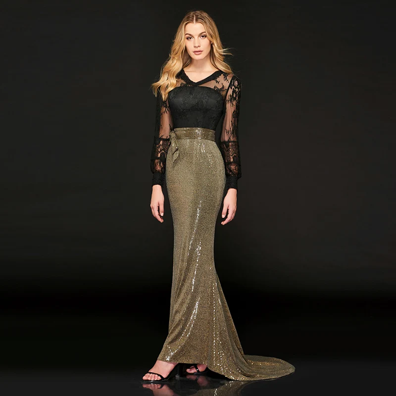 Tanpell long evening dress v neck full sleeves floor length mermaid gown women custom reflective dress formal evening dress
Tanpell long evening dress v neck full sleeves floor length mermaid gown women custom reflective dress formal evening dress