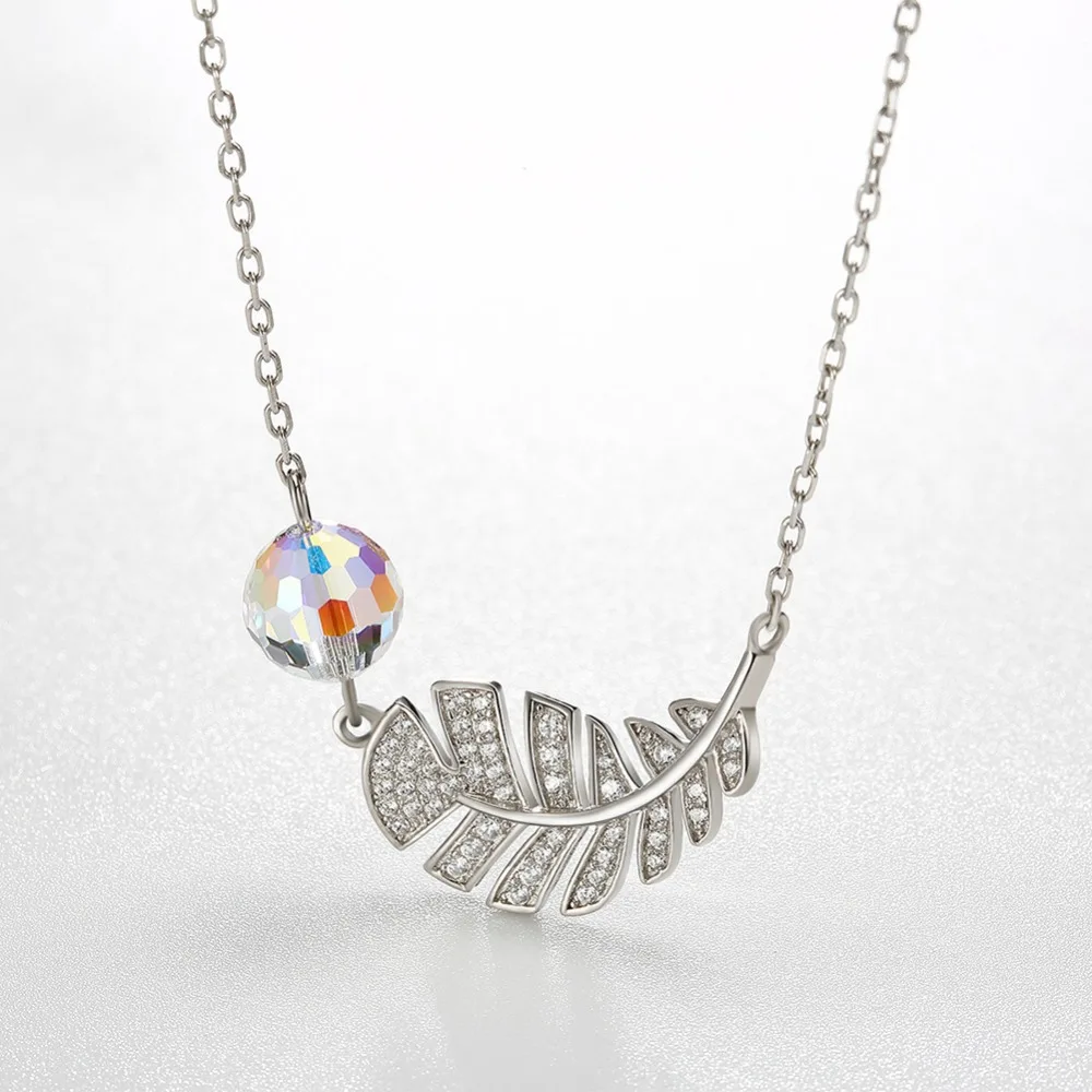 Ожерелье с подвеской в виде листа от бренда LEKANI оригинальные кристаллы Swarovski Real