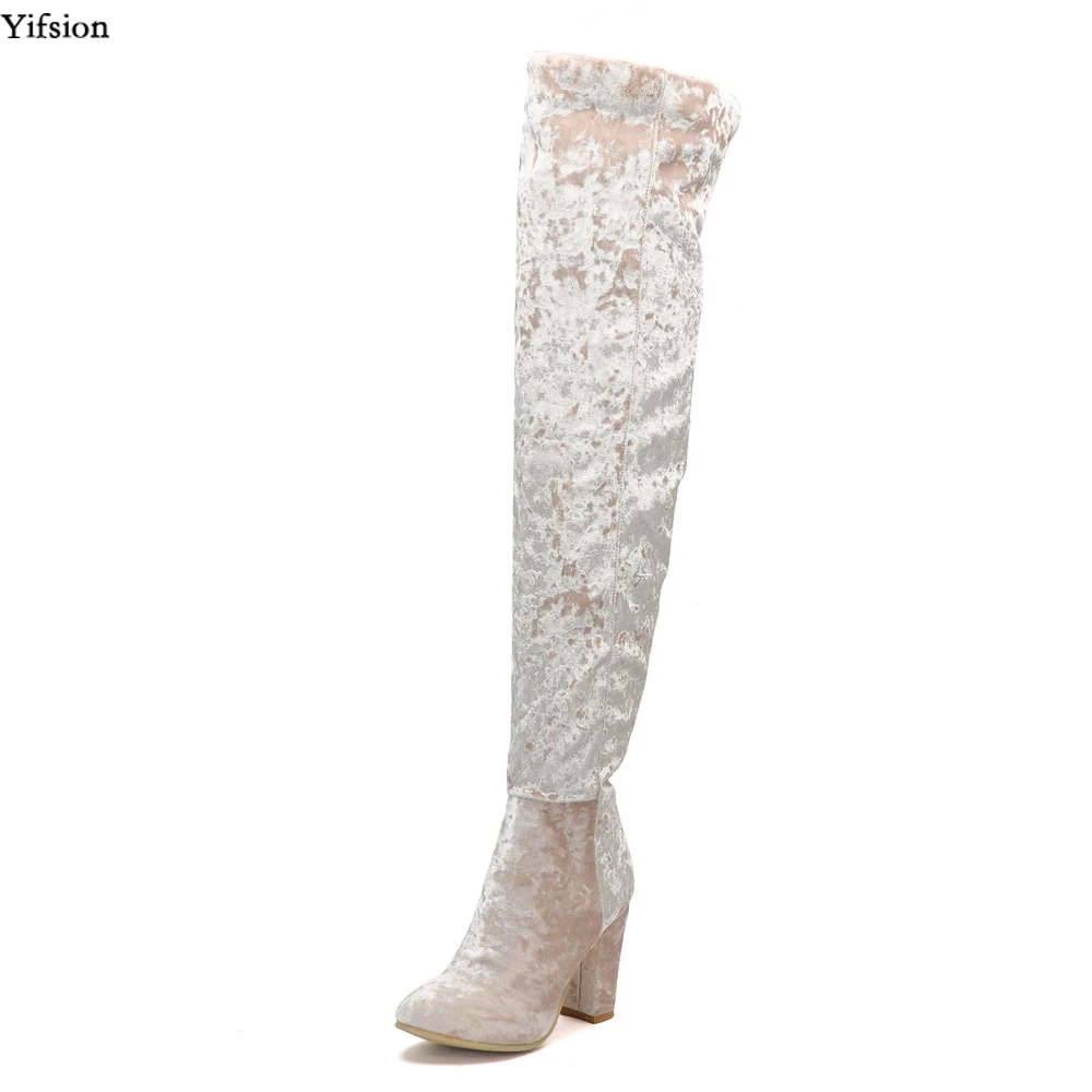 Olomm Women Winter Over The Knee Boots Comfort Square High Heels Silver Shoes Ladies Charm Round Toe Shoes Women US Size 4-15 
Olomm Women Winter Over The Knee Boots Comfort Square High Heels Silver Shoes Ladies Charm Round Toe Shoes Women US Size 4-15