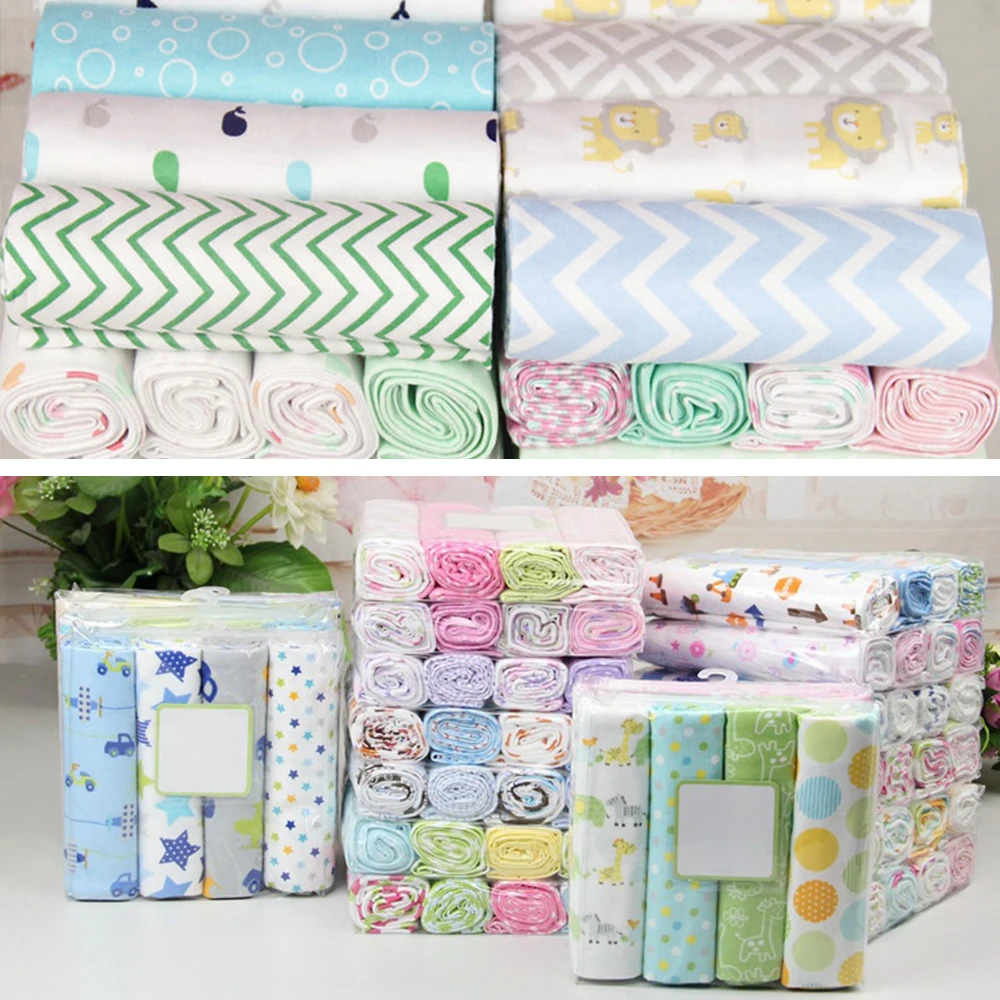 4Pcs/Lot Baby Blanket Muslin Swaddle Newborn Diapers 100% Cotton Flannel For Newborns Photography Kids Wr | Мать и ребенок