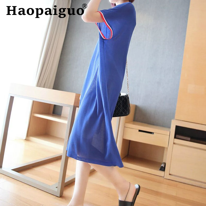Casual Short Sleeve Blue Knitted Dress Women Long Bodycon Dresses Summer 2019 Loose Hollow Out Red Black Robe Femme Sundress
Casual Short Sleeve Blue Knitted Dress Women Long Bodycon Dresses Summer 2019 Loose Hollow Out Red Black Robe Femme Sundress