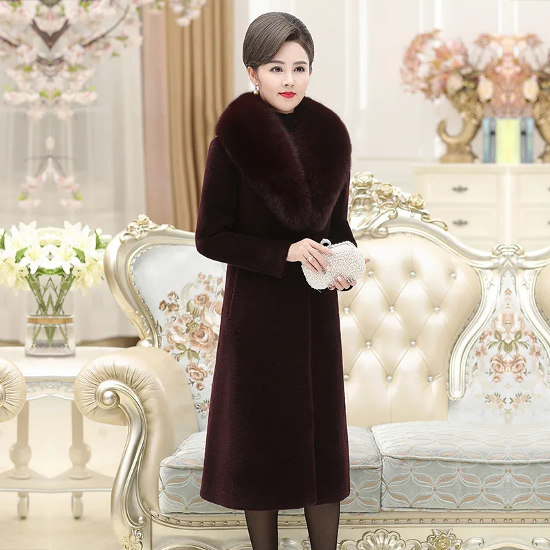 2021Winter Women Fox Fur Collar Fur Fur Coat Mother Sheep Sheared Jacket Female Medium Long Slim Warm Lady Coat Parkas Outerwear
2021Winter Women Fox Fur Collar Fur Fur Coat Mother Sheep Sheared Jacket Female Medium Long Slim Warm Lady Coat Parkas Outerwear
