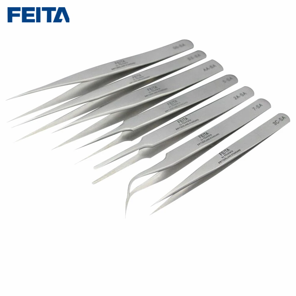FEITA 5Pcs Stainless steel tweezers Set Switzerland Professional Angle Curved Straight Head Tools for Fake Eyelash Extension
FEITA 5Pcs Stainless steel tweezers Set Switzerland Professional Angle Curved Straight Head Tools for Fake Eyelash Extension