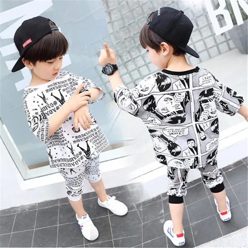 Children Summer Short Sleeve Clothes Set Handsome Baby Two Pieces Set Boy Summer Suit Full-body Printed T-shirt+Slacks 2-8T
Children Summer Short Sleeve Clothes Set Handsome Baby Two Pieces Set Boy Summer Suit Full-body Printed T-shirt+Slacks 2-8T