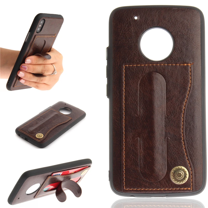 Coque Бизнес искусственная кожа + ТПУ чехол для Motorola Moto G5 плюс СТЕНД слот карт памяти