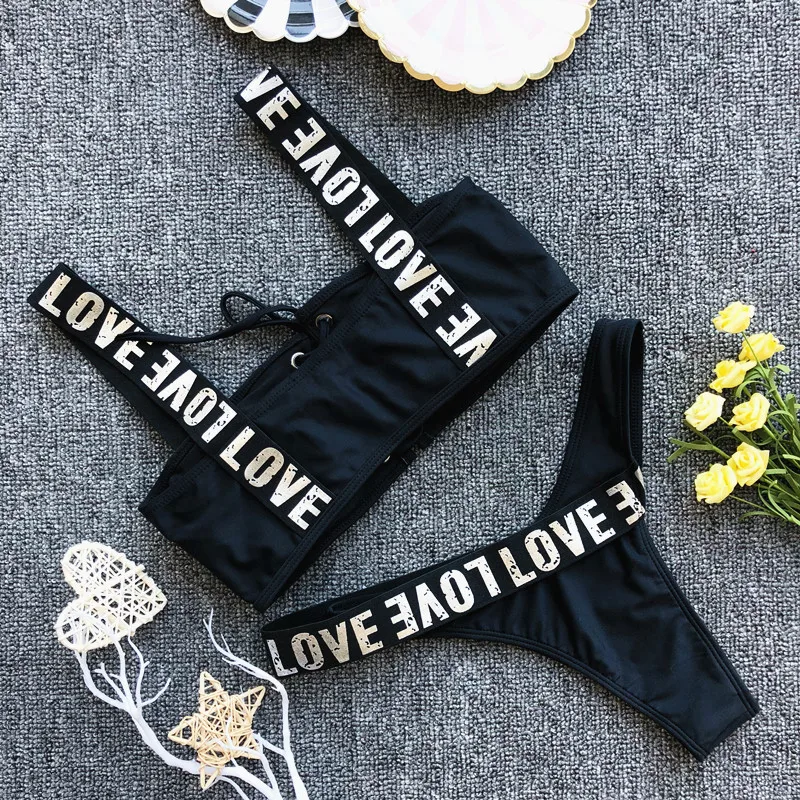 ZTVitality Swimwear Women Sexy Letter Straps Patchwork Across Bandage Bikini 2019 New Arrival Beachwear Low Waist Swimsuit S-L
ZTVitality Swimwear Women Sexy Letter Straps Patchwork Across Bandage Bikini 2019 New Arrival Beachwear Low Waist Swimsuit S-L