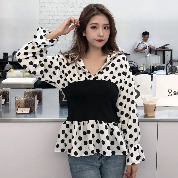 Women Black White Polka Dot Leopard Print Short Shirt OL Lady V neck High Waist knitting Patchwork Tops Blouse Blusa Work Wear
Women Black White Polka Dot Leopard Print Short Shirt OL Lady V neck High Waist knitting Patchwork Tops Blouse Blusa Work Wear