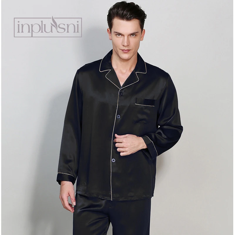Inplusni men pajama sets long sleeve blockbuster 100% silk pyjama for four season period and household fashion homewear | Мужская одежда