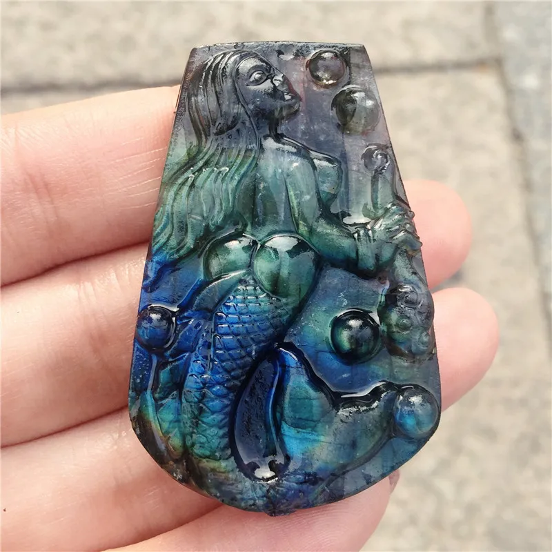 Beautiful crystal carvings natural hand-carved labradorite stone mermaid necklace fashion jewelry gifts 1pc
Beautiful crystal carvings natural hand-carved labradorite stone mermaid necklace fashion jewelry gifts 1pc