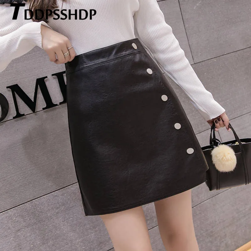 Women Elegant Button Mini A-Line Skirt Spring PU Leather Female Skirts High Waist Skirt
Women Elegant Button Mini A-Line Skirt Spring PU Leather Female Skirts High Waist Skirt