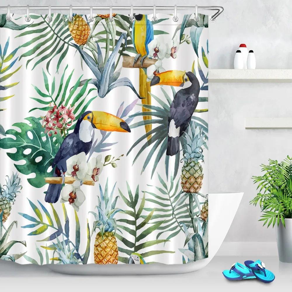 LB Toucan Watercolor Tropical Pineapple Palm White Shower Curtains Flowers Bathroom Curtain Fabric Polyester for Bathtub Decor
LB Toucan Watercolor Tropical Pineapple Palm White Shower Curtains Flowers Bathroom Curtain Fabric Polyester for Bathtub Decor